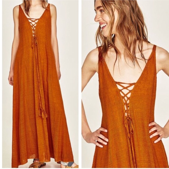 burnt orange boho maxi dress